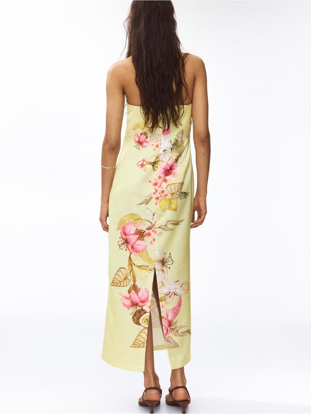 NWT H&M YELLOW FLORAL BANDEAU DRESS SIZE S - Picture 6 of 8